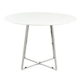 Cosmo Contemporary/Glam Dining Table in Chrome and White Wood Top by LumiSource
