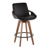 Cosmo Mid-Century Counter Stool in Walnut and Black Faux Leather by LumiSource