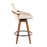Cosmo Mid-Century Counter Stool in Walnut and Cream Faux Leather by LumiSource