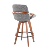 Cosmo Mid-Century Counter Stool in Walnut and Grey Noise Fabric by LumiSource