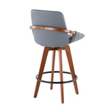Cosmo Mid-Century Counter Stool in Walnut and Grey Faux Leather by LumiSource