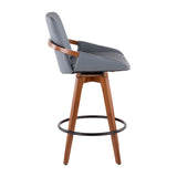 Cosmo Mid-Century Counter Stool in Walnut and Grey Faux Leather by LumiSource