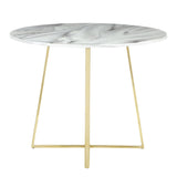 Cosmo Contemporary/Glam Dining Table in Gold Metal and White Marble Top by LumiSource