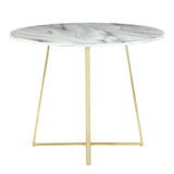Cosmo Contemporary/Glam Dining Table in Gold Metal and White Marble Top by LumiSource