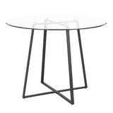 Cosmo Contemporary Dining Table in Black Metal and Clear Tempered Glass Top by LumiSource