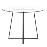 Cosmo Contemporary Dining Table in Black Metal and Clear Tempered Glass Top by LumiSource