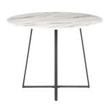 Cosmo Contemporary Dining Table in Black Metal and White Marble Top by LumiSource