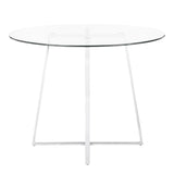 Cosmo Contemporary/Glam Dining Table in Chrome and Clear Tempered Glass Top by LumiSource