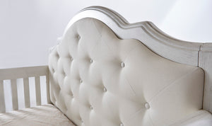 Cristallo Forever Crib - 4-in-1 Convertible Luxury Crib with Tufted Headboard in Vintage White or Granite