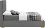 Crosby Linen Textured Fabric: Linen / 22% linen / 33% Cotton / Metal / Engineered Wood / Foam Mid Century Modern Grey Linen Textured Fabric King Bed - 83" W x 89.6" D x 54.5" H