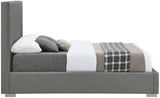 Crosby Linen Textured Fabric: Linen / 22% linen / 33% Cotton / Metal / Engineered Wood / Foam Mid Century Modern Grey Linen Textured Fabric Queen Bed - 67.5" W x 89.6" D x 54.5" H