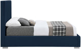 Crosby Linen Textured Fabric: Linen / 22% linen / 33% Cotton / Metal / Engineered Wood / Foam Mid Century Modern Navy Linen Textured Fabric King Bed - 83" W x 89.6" D x 54.5" H