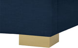 Crosby Linen Textured Fabric: Linen / 22% linen / 33% Cotton / Metal / Engineered Wood / Foam Mid Century Modern Navy Linen Textured Fabric King Bed - 83" W x 89.6" D x 54.5" H