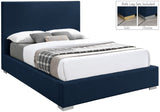 Crosby Linen Textured Fabric: Linen / 22% linen / 33% Cotton / Metal / Engineered Wood / Foam Mid Century Modern Navy Linen Textured Fabric King Bed - 83" W x 89.6" D x 54.5" H