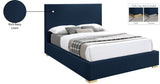 Crosby Linen Textured Fabric: Linen / 22% linen / 33% Cotton / Metal / Engineered Wood / Foam Mid Century Modern Navy Linen Textured Fabric Queen Bed - 67.5" W x 89.6" D x 54.5" H