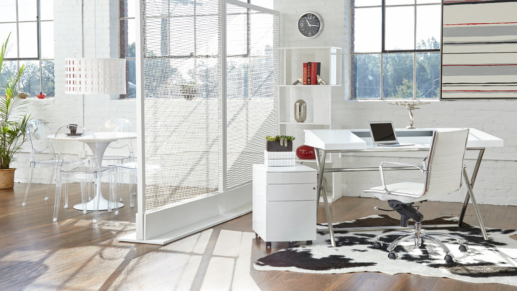 Dirk Low Back Office Chair in White with Chromed Steel Base