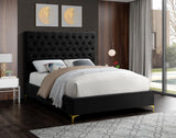 Cruz Velvet / Engineered Wood / Metal / Foam Contemporary Black Velvet Full Bed - 59.5" W x 81.5" D x 56" H