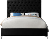 Cruz Velvet / Engineered Wood / Metal / Foam Contemporary Black Velvet Full Bed - 59.5" W x 81.5" D x 56" H