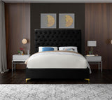 Cruz Velvet / Engineered Wood / Metal / Foam Contemporary Black Velvet Full Bed - 59.5" W x 81.5" D x 56" H