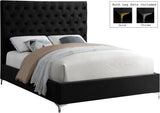 Cruz Velvet / Engineered Wood / Metal / Foam Contemporary Black Velvet Queen Bed - 65" W x 86.5" D x 56" H