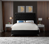 Cruz Velvet / Engineered Wood / Metal / Foam Contemporary Black Velvet Queen Bed - 65" W x 86.5" D x 56" H