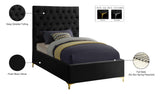 Cruz Velvet / Engineered Wood / Metal / Foam Contemporary Black Velvet Twin Bed - 44" W x 81.5" D x 56" H