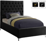 Cruz Velvet / Engineered Wood / Metal / Foam Contemporary Black Velvet Twin Bed - 44" W x 81.5" D x 56" H