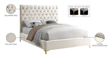 Cruz Velvet / Engineered Wood / Metal / Foam Contemporary Cream Velvet King Bed - 81" W x 86.5" D x 56" H