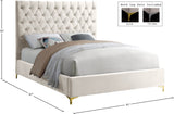 Cruz Velvet / Engineered Wood / Metal / Foam Contemporary Cream Velvet King Bed - 81" W x 86.5" D x 56" H