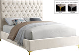 Cruz Velvet / Engineered Wood / Metal / Foam Contemporary Cream Velvet King Bed - 81" W x 86.5" D x 56" H