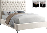 Cruz Velvet / Engineered Wood / Metal / Foam Contemporary Cream Velvet King Bed - 81" W x 86.5" D x 56" H