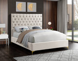 Cruz Velvet / Engineered Wood / Metal / Foam Contemporary Cream Velvet King Bed - 81" W x 86.5" D x 56" H