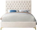 Cruz Velvet / Engineered Wood / Metal / Foam Contemporary Cream Velvet King Bed - 81" W x 86.5" D x 56" H