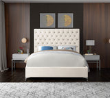 Cruz Velvet / Engineered Wood / Metal / Foam Contemporary Cream Velvet King Bed - 81" W x 86.5" D x 56" H