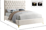 Cruz Velvet / Engineered Wood / Metal / Foam Contemporary Cream Velvet Queen Bed - 65" W x 86.5" D x 56" H