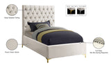 Cruz Velvet / Engineered Wood / Metal / Foam Contemporary Cream Velvet Twin Bed - 44" W x 81.5" D x 56" H