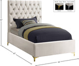 Cruz Velvet / Engineered Wood / Metal / Foam Contemporary Cream Velvet Twin Bed - 44" W x 81.5" D x 56" H