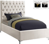 Cruz Velvet / Engineered Wood / Metal / Foam Contemporary Cream Velvet Twin Bed - 44" W x 81.5" D x 56" H