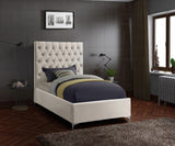 Cruz Velvet / Engineered Wood / Metal / Foam Contemporary Cream Velvet Twin Bed - 44" W x 81.5" D x 56" H