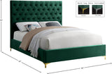 Cruz Velvet / Engineered Wood / Metal / Foam Contemporary Green Velvet Full Bed - 59.5" W x 81.5" D x 56" H