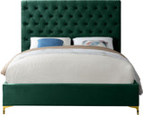 Cruz Velvet / Engineered Wood / Metal / Foam Contemporary Green Velvet Full Bed - 59.5" W x 81.5" D x 56" H