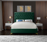 Cruz Velvet / Engineered Wood / Metal / Foam Contemporary Green Velvet Full Bed - 59.5" W x 81.5" D x 56" H