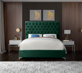 Cruz Velvet / Engineered Wood / Metal / Foam Contemporary Green Velvet King Bed - 81" W x 86.5" D x 56" H