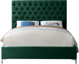 Cruz Velvet / Engineered Wood / Metal / Foam Contemporary Green Velvet Queen Bed - 65" W x 86.5" D x 56" H