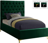 Cruz Velvet / Engineered Wood / Metal / Foam Contemporary Green Velvet Twin Bed - 44" W x 81.5" D x 56" H