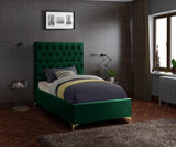 Cruz Velvet / Engineered Wood / Metal / Foam Contemporary Green Velvet Twin Bed - 44" W x 81.5" D x 56" H