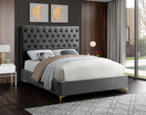 Cruz Velvet / Engineered Wood / Metal / Foam Contemporary Grey Velvet Full Bed - 59.5" W x 81.5" D x 56" H