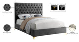 Cruz Velvet / Engineered Wood / Metal / Foam Contemporary Grey Velvet King Bed - 81" W x 86.5" D x 56" H