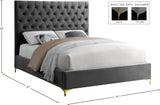 Cruz Velvet / Engineered Wood / Metal / Foam Contemporary Grey Velvet King Bed - 81" W x 86.5" D x 56" H