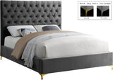 Cruz Velvet / Engineered Wood / Metal / Foam Contemporary Grey Velvet King Bed - 81" W x 86.5" D x 56" H